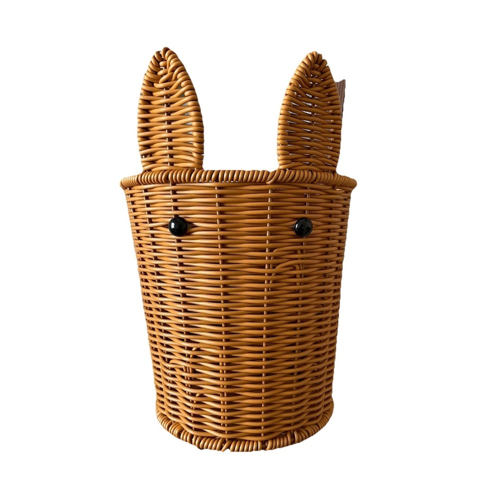 Woven Bunny Basket Backpack Small Adjustable Straps Scandinavian Style Handmade